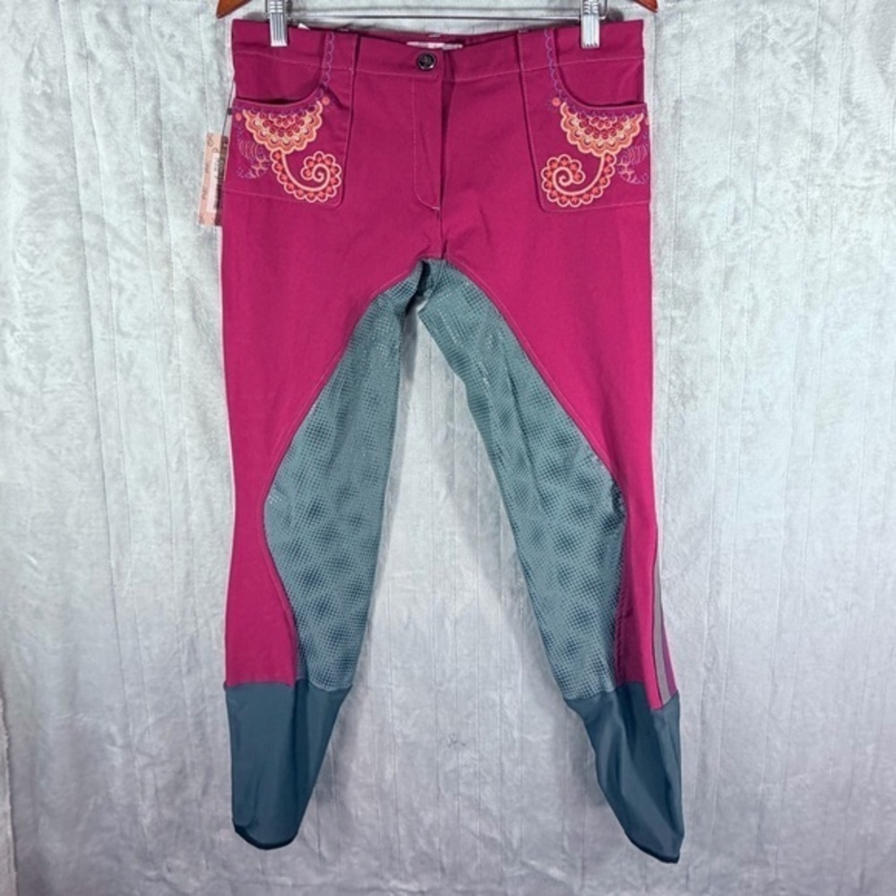 Accademia Italiana Gipsy Power Grip Riding Breeches Womens 14 Magenta pants